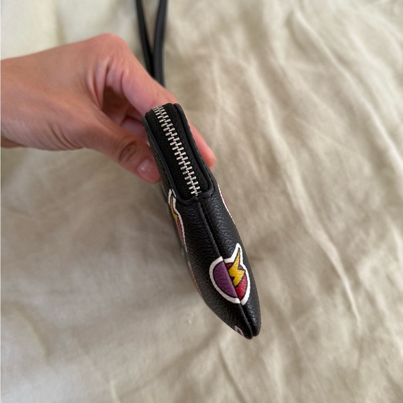 Coach Women's Small Corner Zip Wristlet with Heart Bolt Print (Black Multi) - Picture 7 of 10